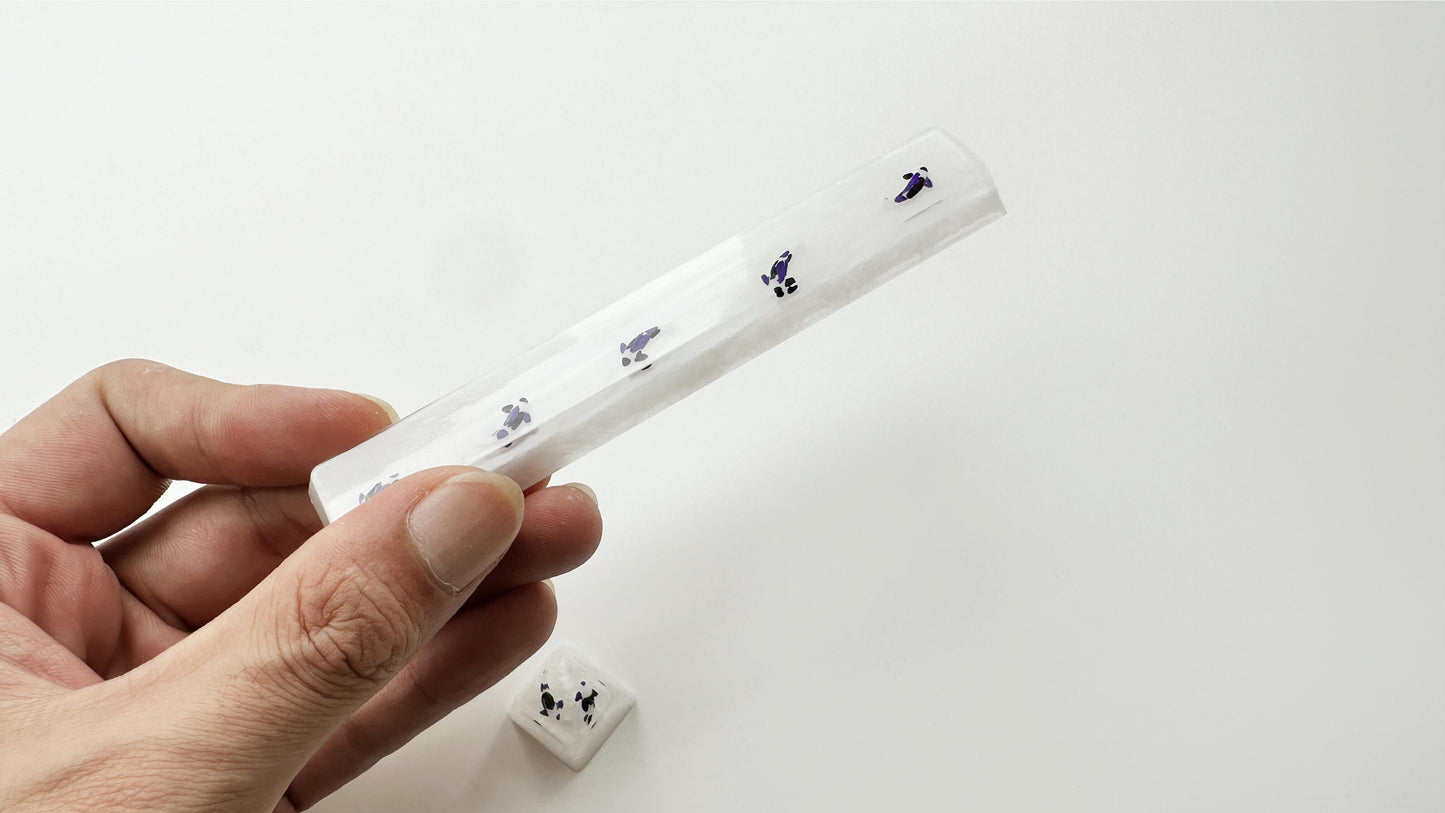 White Custom Keycap, Purple Black White Koi Fish Keycap, Handmade Koi Keycaps, For Mechanical Keyboard. - HiJenney