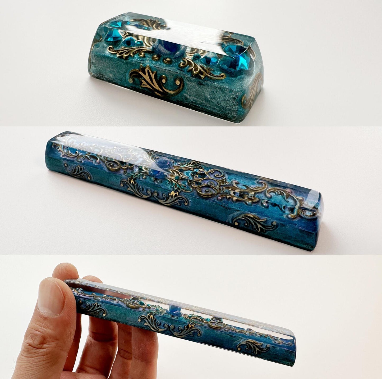 English Blue Rose Keycaps, Artisan Resin Custom Keycap, Mechanical Keyboard Keycap, Gaming Setup, Personalized Gift. - HiJenney