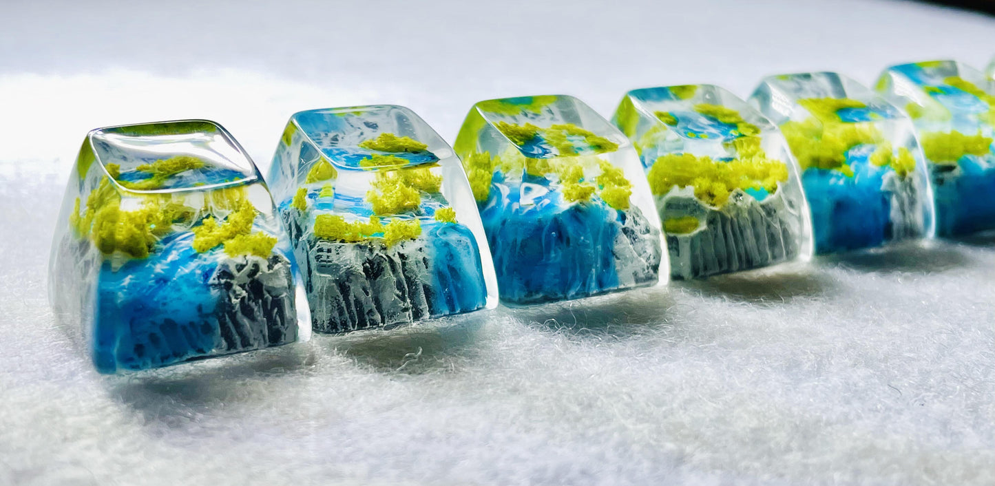 SA, Summer Islands Streams Keycap, Aritsan Resin Keycap, Mountain four Seasons Keycap, Mechanical Keyboard Keycap. - HiJenney