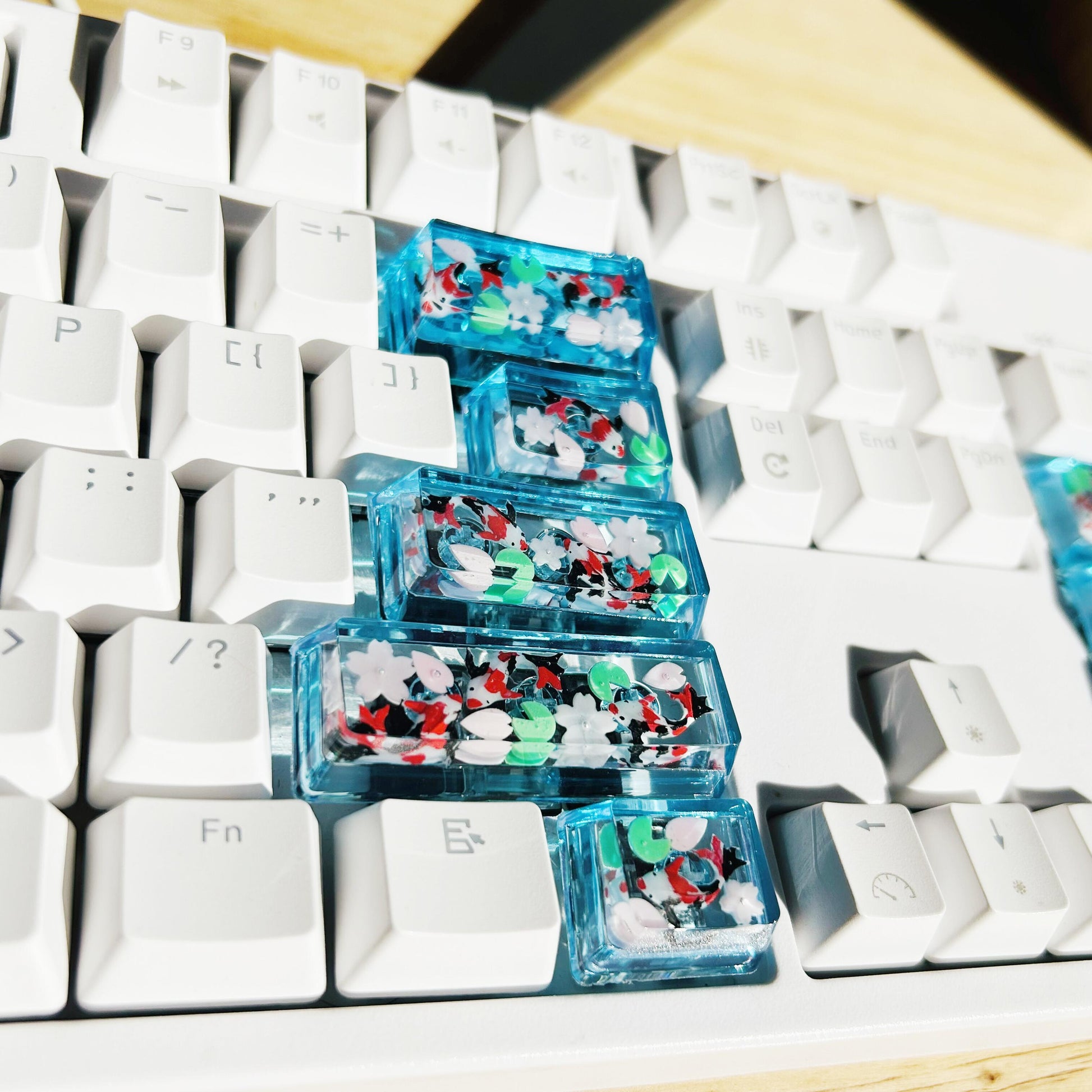 SAKUTA Koi Fish Keycap, Lotus Pond Keycap, Artisan Clear Resin Keycap, Mechanical Keyboard Keycap, Personalized Gift. - HiJenney