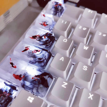 Artisan Koi Fish Keycap, Clear Resin Keycap, Black Red koi Fish Keycap, Mechanical Keyboard Keycap, Cherry Switch. - HiJenney