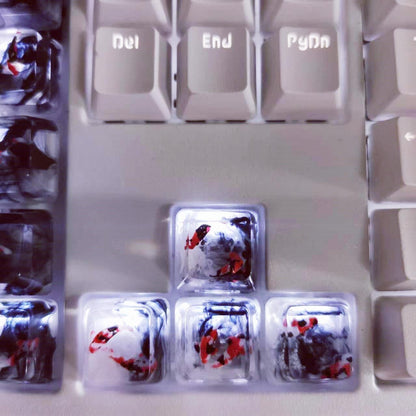 Artisan Koi Fish Keycap, Clear Resin Keycap, Black Red koi Fish Keycap, Mechanical Keyboard Keycap, Cherry Switch. - HiJenney