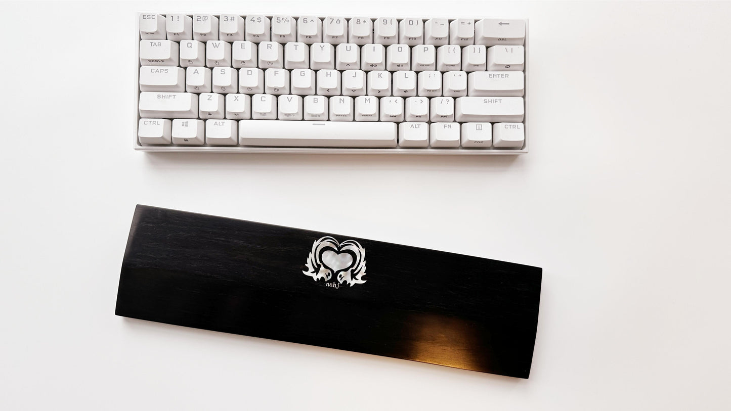 Custom Sandalwood Wrist Rest, African Black Wood Wrist Rest, Mother-Of-Pearl Wrist Rest, Raden Silver logo, Name, Desk Decor Gift. - HiJenney