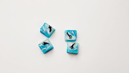 Blue White Koi Fish Keycap, Artisan Resin Keycap, Custom Keycap, OEM, SA, XDA Keycap, Mechanical Keyboard Keycap. - HiJenney