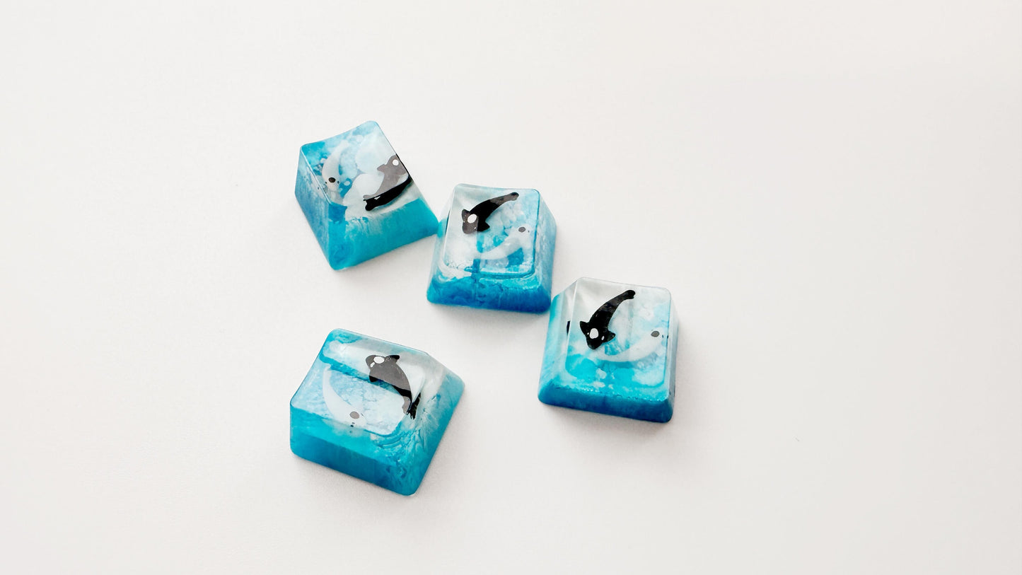 Blue White Koi Fish Keycap, Artisan Resin Keycap, Custom Keycap, OEM, SA, XDA Keycap, Mechanical Keyboard Keycap. - HiJenney