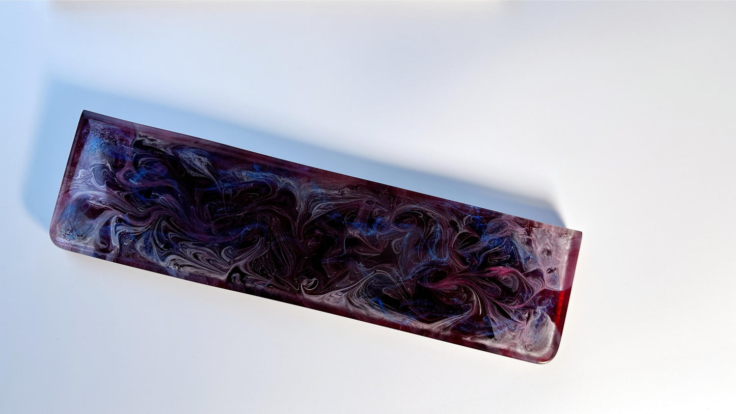 Pearlescent Cosmic Galaxy Wrist Rest, Black Rose Red Wrist Rest, Artisan Resin Wrist Rest, Laptop Mouse Wrist Rest, Game Desk Decor. - HiJenney