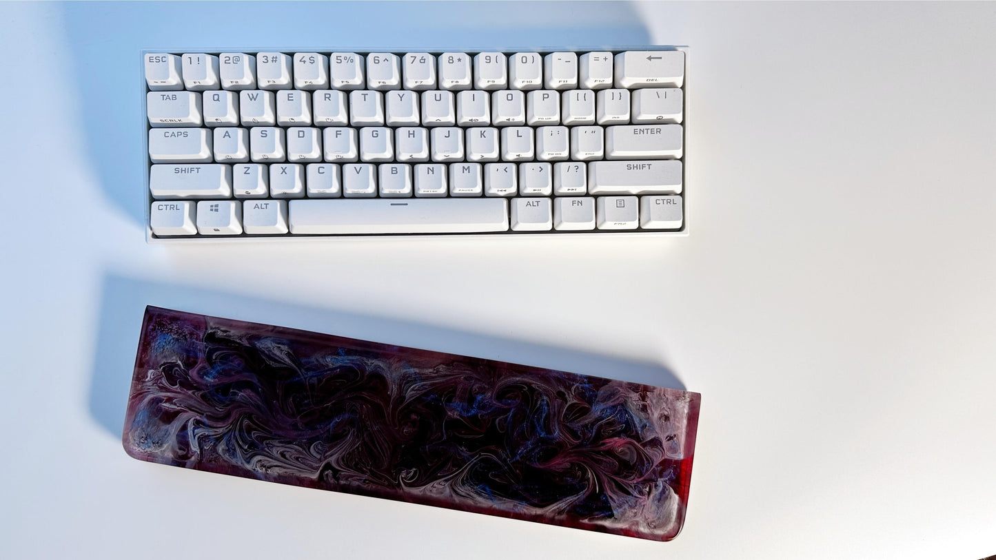 Pearlescent Cosmic Galaxy Wrist Rest, Black Rose Red Wrist Rest, Artisan Resin Wrist Rest, Laptop Mouse Wrist Rest, Game Desk Decor. - HiJenney