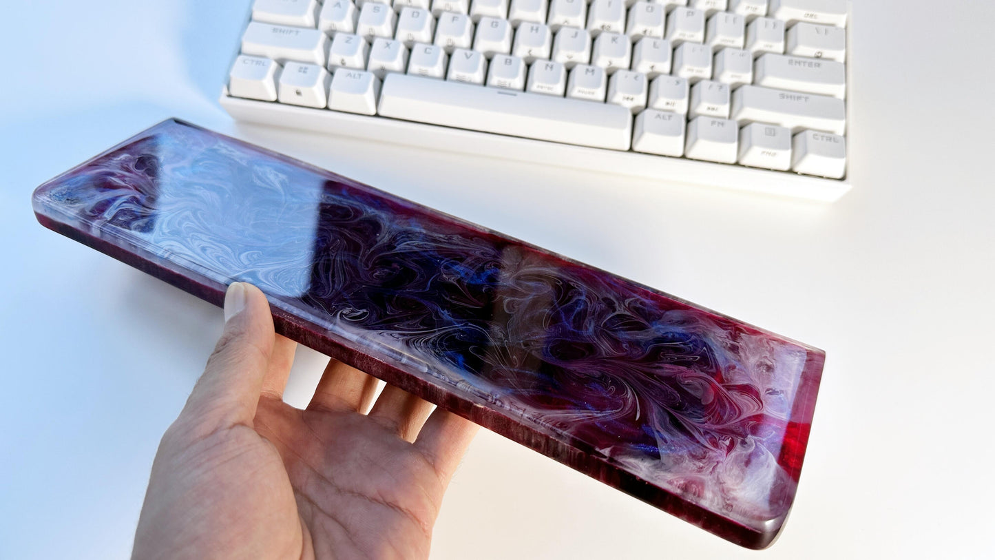 Pearlescent Cosmic Galaxy Wrist Rest, Black Rose Red Wrist Rest, Artisan Resin Wrist Rest, Laptop Mouse Wrist Rest, Game Desk Decor. - HiJenney