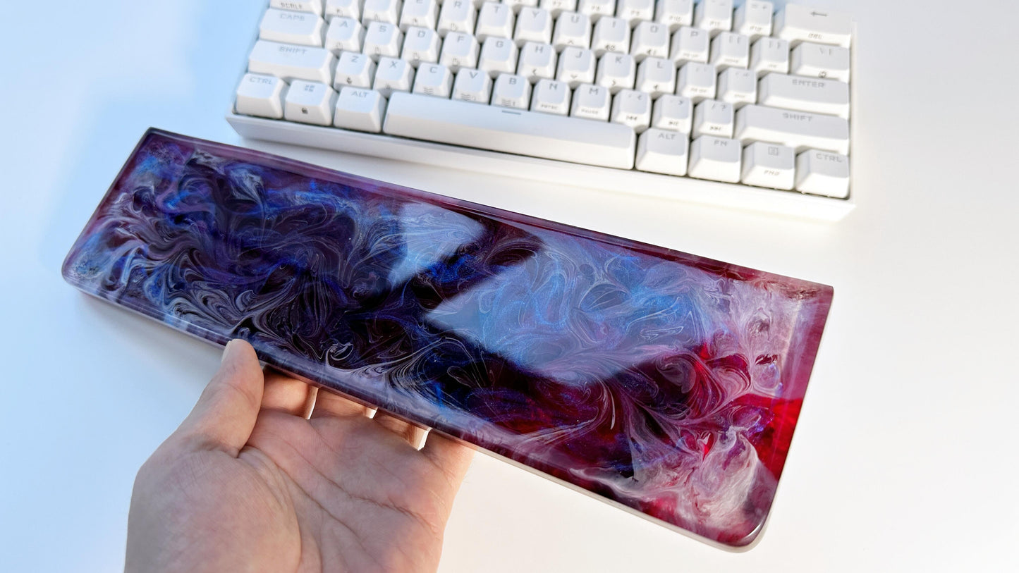 Pearlescent Cosmic Galaxy Wrist Rest, Black Rose Red Wrist Rest, Artisan Resin Wrist Rest, Laptop Mouse Wrist Rest, Game Desk Decor. - HiJenney