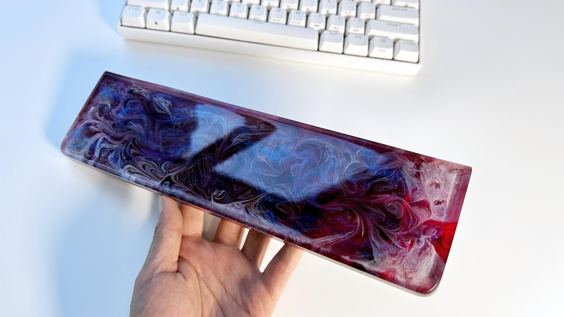 Pearlescent Cosmic Galaxy Wrist Rest, Black Rose Red Wrist Rest, Artisan Resin Wrist Rest, Laptop Mouse Wrist Rest, Game Desk Decor. - HiJenney