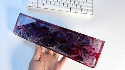 Pearlescent Cosmic Galaxy Wrist Rest, Black Rose Red Wrist Rest, Artisan Resin Wrist Rest, Laptop Mouse Wrist Rest, Game Desk Decor. - HiJenney