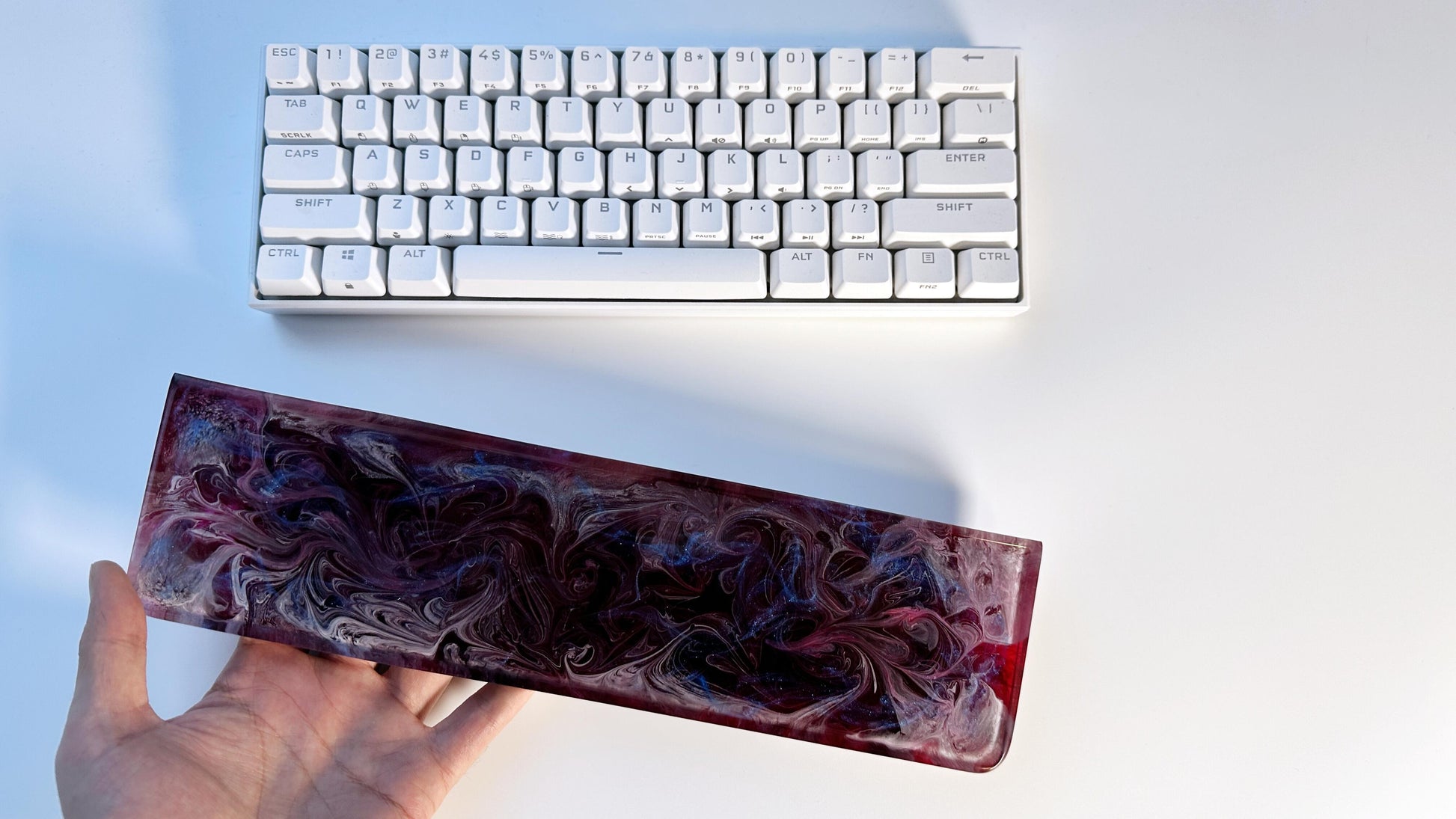 Pearlescent Cosmic Galaxy Wrist Rest, Black Rose Red Wrist Rest, Artisan Resin Wrist Rest, Laptop Mouse Wrist Rest, Game Desk Decor. - HiJenney