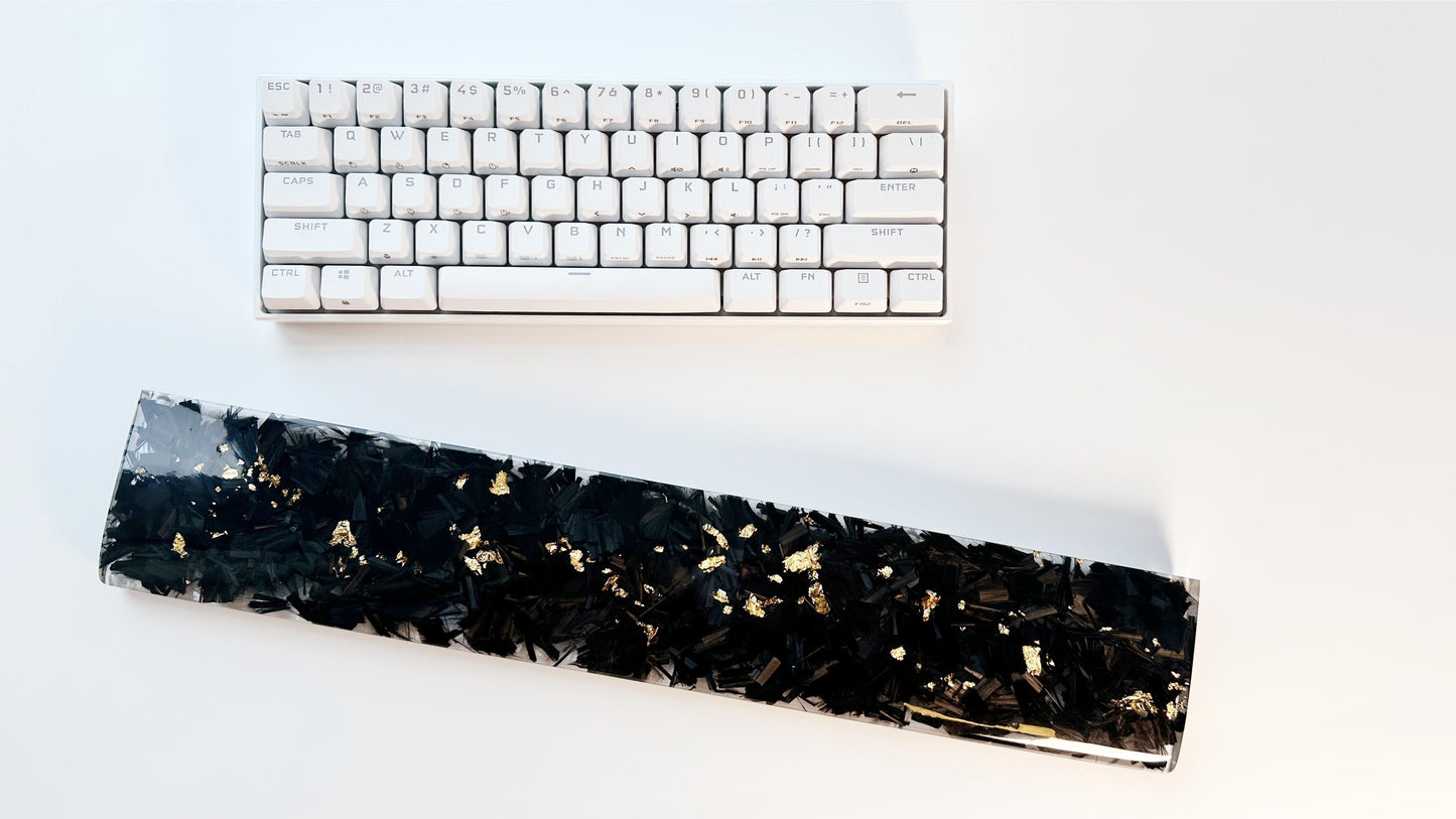 Carbon Fiber Gold Foil Wrist Rest, Clear Resin Wrist Rest, Artisan Wrist Rest, Custom Office Desk Decor, Personalized Gift. - HiJenney