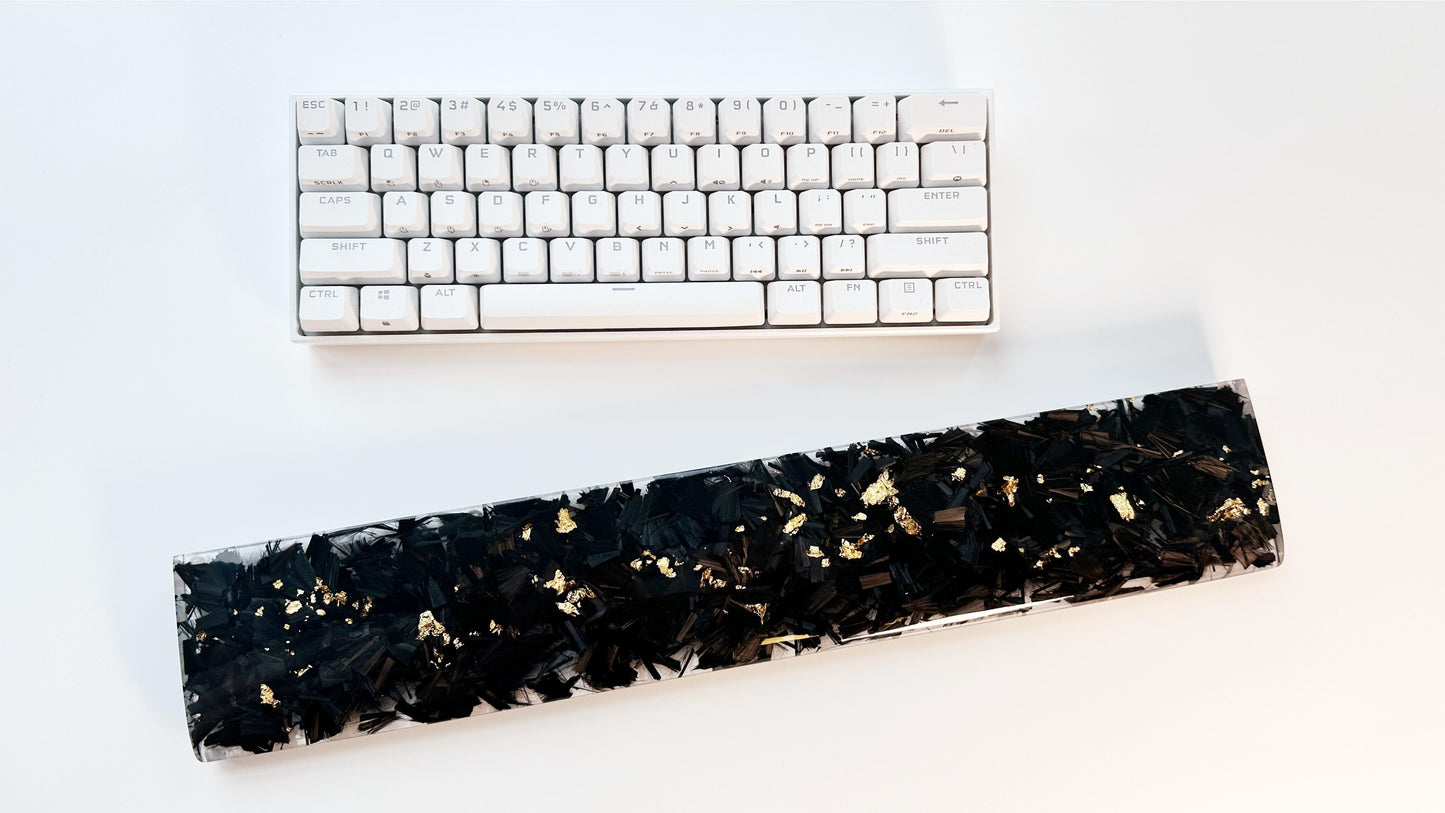 Carbon Fiber Gold Foil Wrist Rest, Clear Resin Wrist Rest, Artisan Wrist Rest, Custom Office Desk Decor, Personalized Gift. - HiJenney