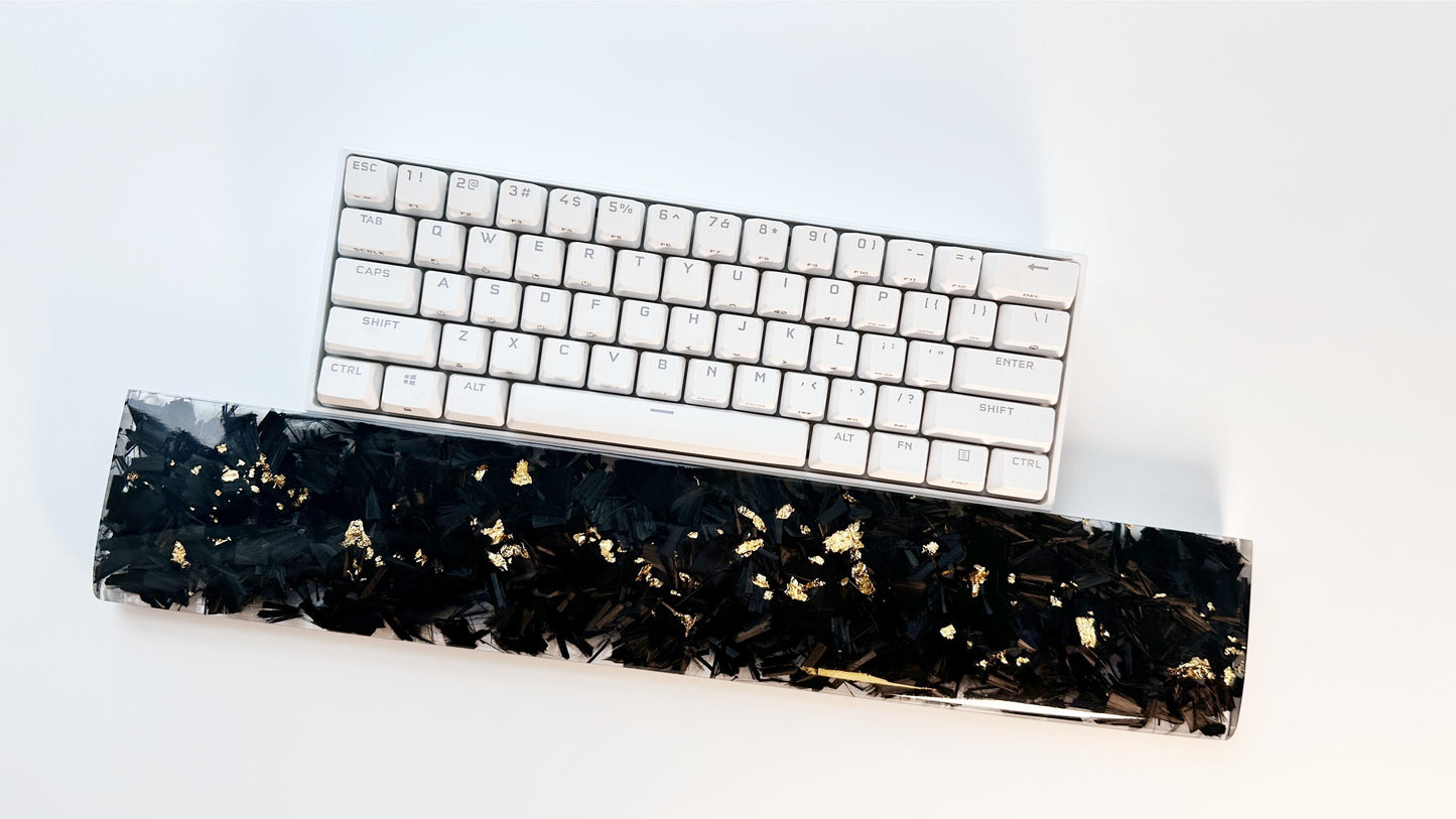 Carbon Fiber Gold Foil Wrist Rest, Clear Resin Wrist Rest, Artisan Wrist Rest, Custom Office Desk Decor, Personalized Gift. - HiJenney