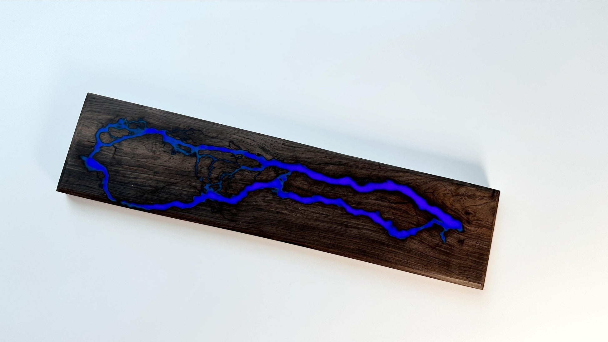 Lightning Struck Wood Resin Wrist Rest, Glow In The Dark, Thunder Fire, Artisan Wrist Rest, Black Walnut, Office Desk, Gaming Keyboard Decor. - HiJenney