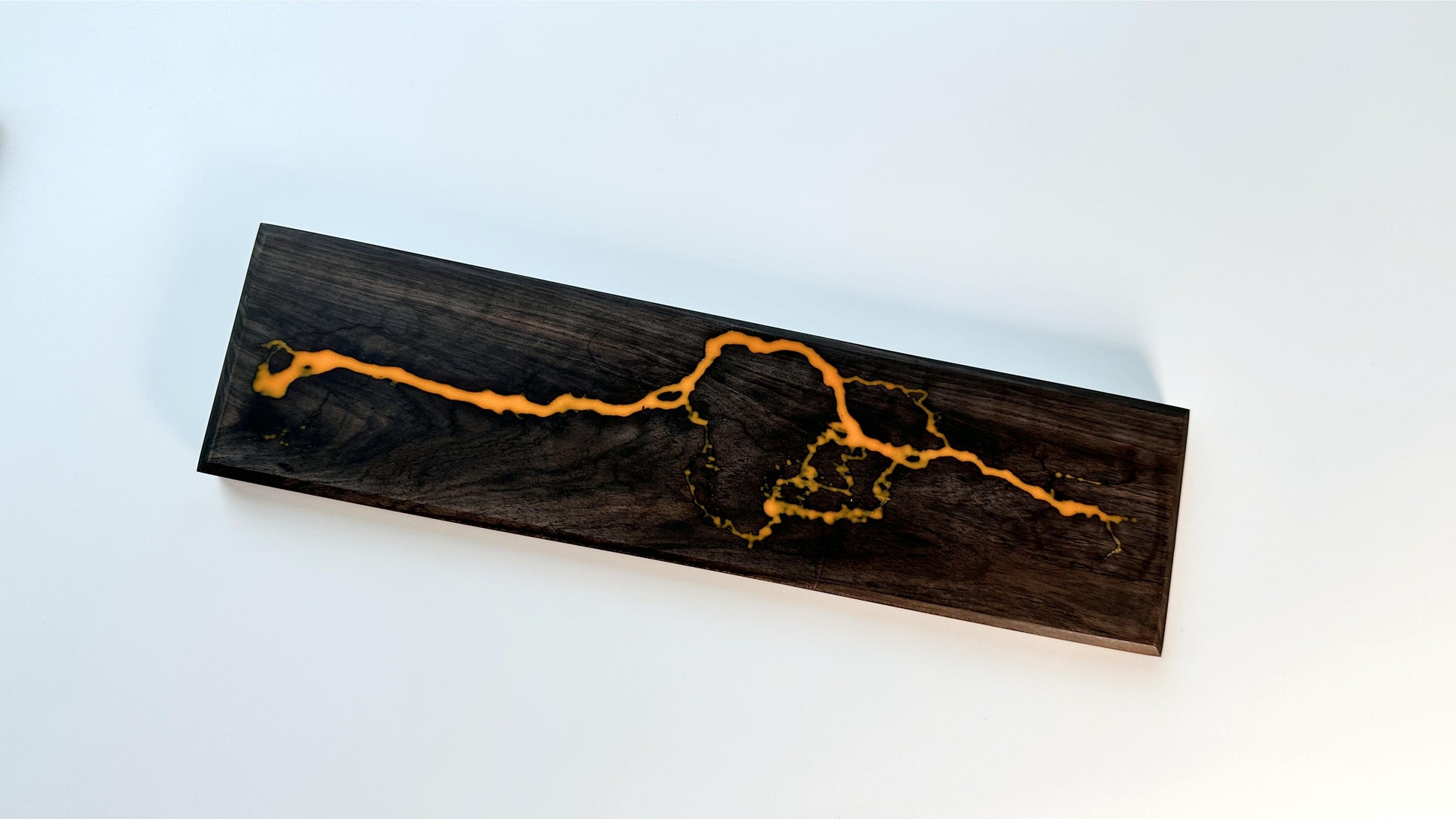 Lightning Struck Wood Resin Wrist Rest, Glow In The Dark, Thunder Fire, Artisan Wrist Rest, Black Walnut, Office Desk, Gaming Keyboard Decor. - HiJenney