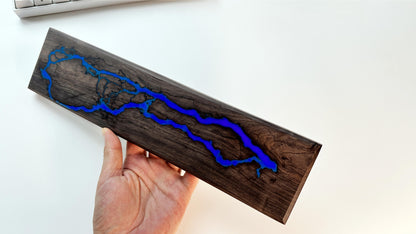 Lightning Struck Wood Resin Wrist Rest, Glow In The Dark, Thunder Fire, Artisan Wrist Rest, Black Walnut, Office Desk, Gaming Keyboard Decor. - HiJenney