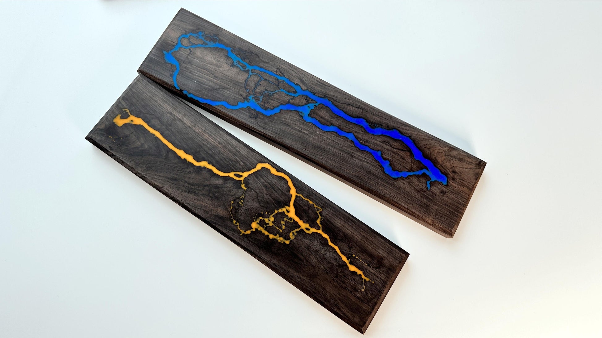 Lightning Struck Wood Resin Wrist Rest, Glow In The Dark, Thunder Fire, Artisan Wrist Rest, Black Walnut, Office Desk, Gaming Keyboard Decor. - HiJenney