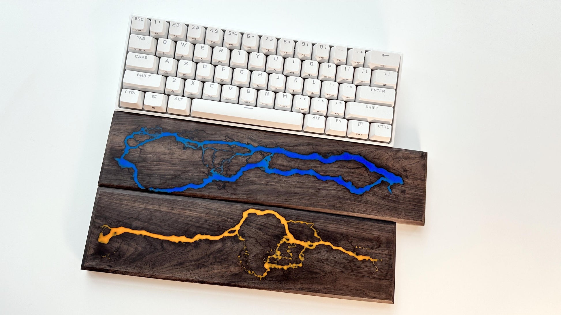 Lightning Struck Wood Resin Wrist Rest, Glow In The Dark, Thunder Fire, Artisan Wrist Rest, Black Walnut, Office Desk, Gaming Keyboard Decor. - HiJenney