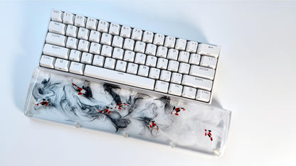 Artisan Koi Fish Wrist Rest, Clear Wrist Rest, Black White Ink Smoke, keyboard Wris Rest, Desk Decor, Personalized Gift. - HiJenney