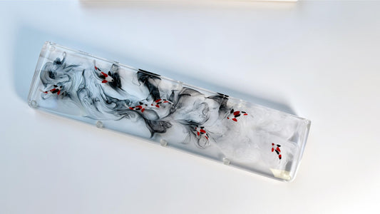 Custom Clear Koi Fish Wrist Rest, Black Ink Smoke Wrist Rest, Artisan Keyboard Wrist Rest, Gaming Setup. - HiJenney