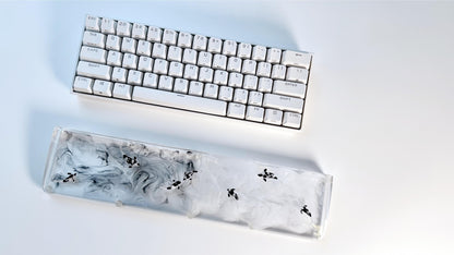 Artisan Koi Fish Wrist Rest, Clear With Black White Ink Smoke, keyboard Wris Rest, Desk Decor, Personalized Gift. - HiJenney