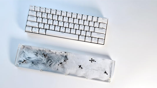 Clear Black White Koi Fish Wrist Rest, Artisan Keyboard Wrist Rest, Custom Gaming Setup, Personalized Gift. - HiJenney