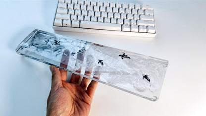 Artisan Koi Fish Wrist Rest, Clear With Black White Ink Smoke, keyboard Wris Rest, Desk Decor, Personalized Gift. - HiJenney