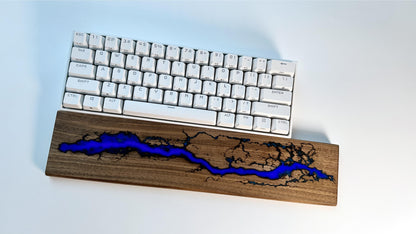 Lightning Struck Wood Resin Wrist Rest, Glow In The Dark, Thunder Fire, Artisan Purple Blue Wrist Rest, Office Desk Gift, Gaming Keyboard Decor. - HiJenney