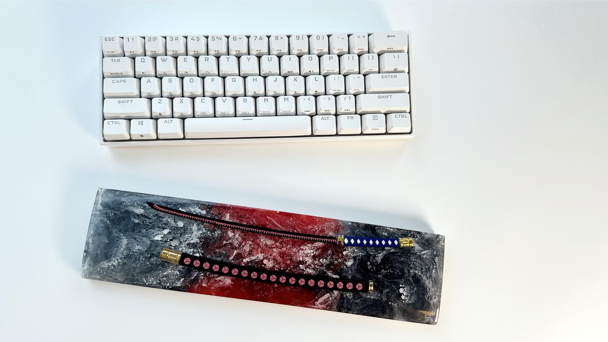 Black Red Katana Wrist Rest, Artisan Resin Wrist Rest, Keyboard Wrist Rest, Samurai Sword Wrist Rest, Office Game Desk Decor. - HiJenney