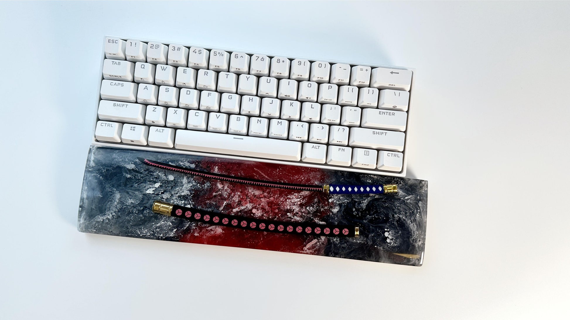 Black Red Katana Wrist Rest, Artisan Resin Wrist Rest, Keyboard Wrist Rest, Samurai Sword Wrist Rest, Office Game Desk Decor. - HiJenney