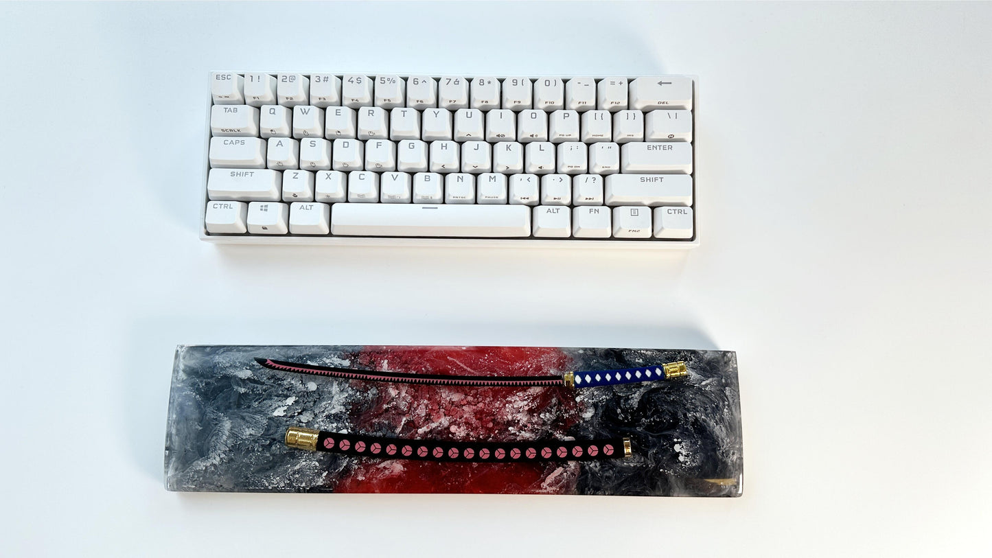 Black Red Katana Wrist Rest, Artisan Resin Wrist Rest, Keyboard Wrist Rest, Samurai Sword Wrist Rest, Office Game Desk Decor. - HiJenney