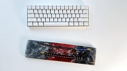 Black Red Katana Wrist Rest, Artisan Resin Wrist Rest, Keyboard Wrist Rest, Samurai Sword Wrist Rest, Office Game Desk Decor. - HiJenney