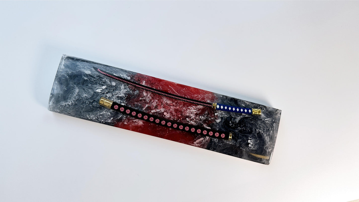 Black Red Katana Wrist Rest, Artisan Resin Wrist Rest, Keyboard Wrist Rest, Samurai Sword Wrist Rest, Office Game Desk Decor. - HiJenney