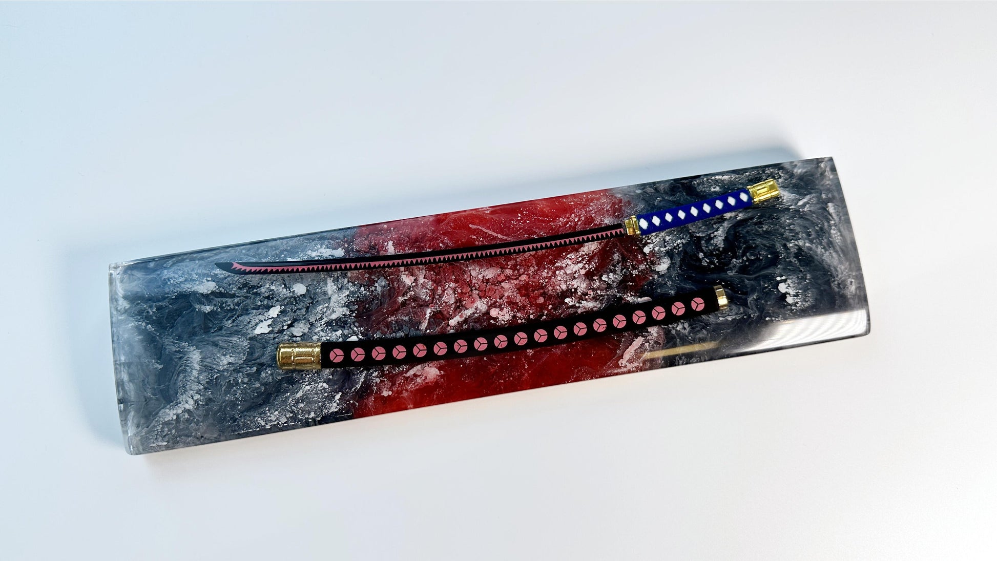 Black Red Katana Wrist Rest, Artisan Resin Wrist Rest, Keyboard Wrist Rest, Samurai Sword Wrist Rest, Office Game Desk Decor. - HiJenney