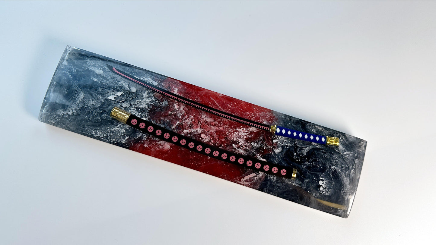 Black Red Katana Wrist Rest, Artisan Resin Wrist Rest, Keyboard Wrist Rest, Samurai Sword Wrist Rest, Office Game Desk Decor. - HiJenney