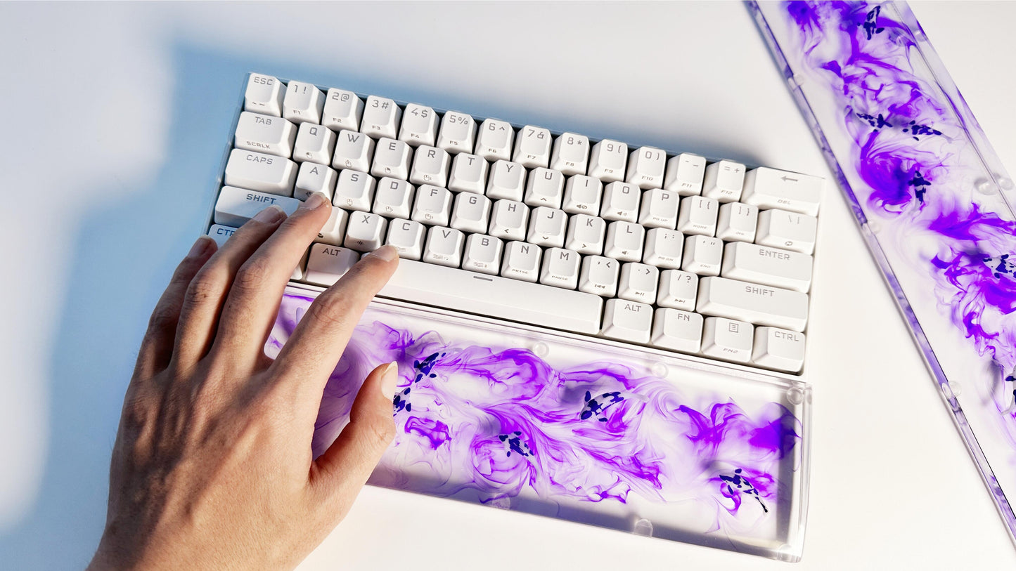 Purple Ink Smokle Koi Fish Wrist Rest, Artisan Clear Resin Wrist Rest, keyboard Wrist Rest, Desk Decor Gift. - HiJenney