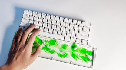 Green Ink Smokle Koi Fish Wrist Rest, Pink White Koi Fish, Artisan Clear Resin Wrist Rest, keyboard Wrist Rest, Desk Decor Gift. - HiJenney