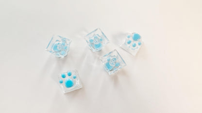 Customized Cute Cat Claw Keycaps, Clear Sky Blue Keycaps, Artisan Resin Keycaps, Personalized Gift, Desk Decor Gifts. - HiJenney