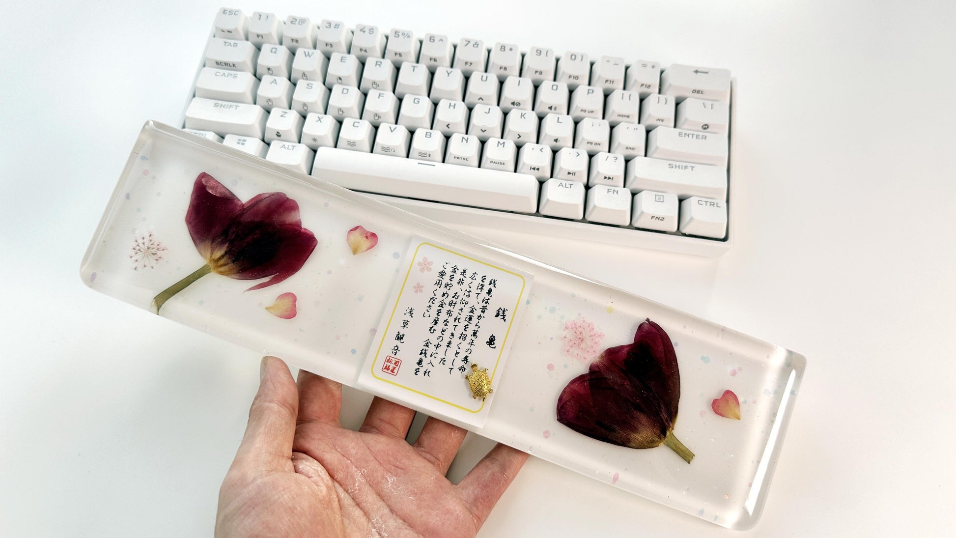 Tulip Dried Flowers Wrist Rest, Artisan Resin Wrist Rest, Keyboard Wrist Rest, Laptop, Gaming Office Desk Decor, Personalized Gift. - HiJenney