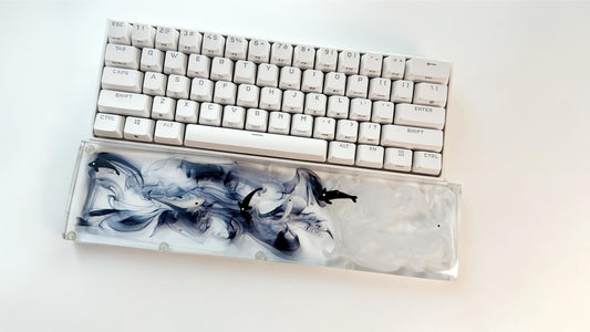 Tai Chi Koi Fish Wrist Rests, Black White Ink Smoke Wrist Rests, Ink Painting Wrist Rests, Koi Fish Pond Wrist Rests. - HiJenney
