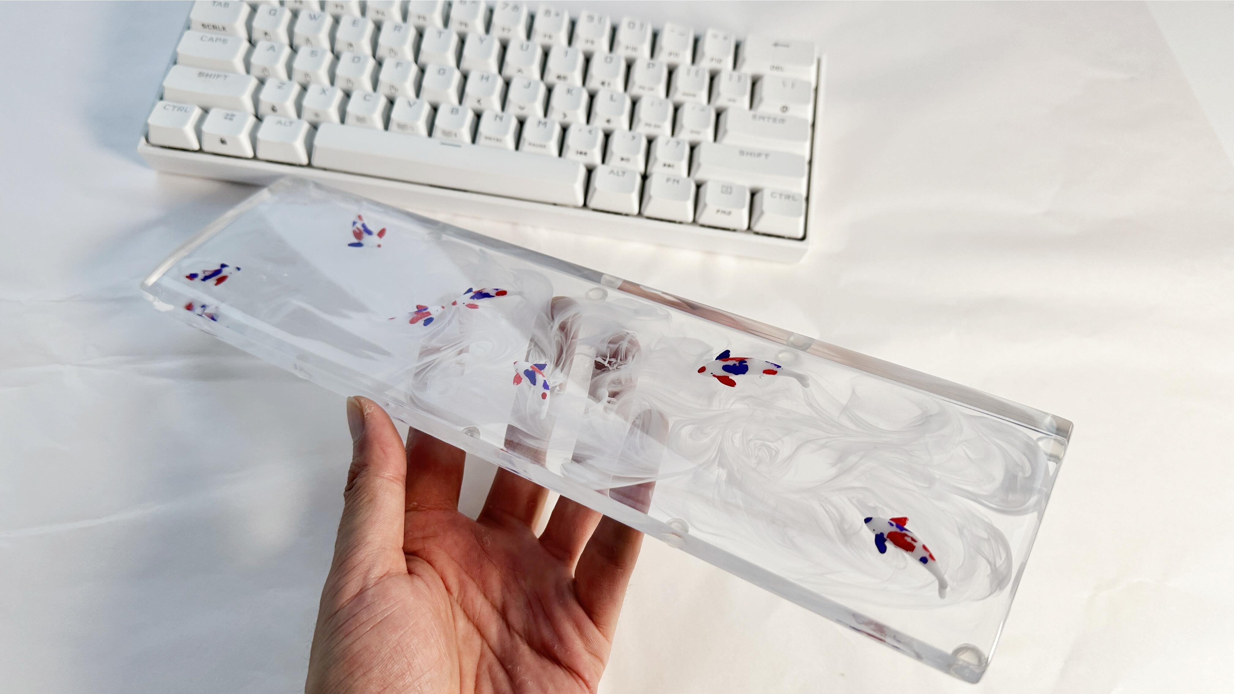 Transparent Water Ink Painting Koi Fish Keyboard Wrist Rest, Artisan Clear hotsell Resin Koi Fish keyboards Hand Rest, For PC laptop Office.