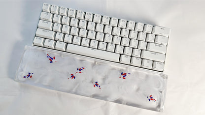 Custom Red Blue Koi Fish Wrist Rest, Clear Keyboard Wrist Rest, Clear Resin Wrist Rest, Office Gaming Desk Decor Gift. - HiJenney