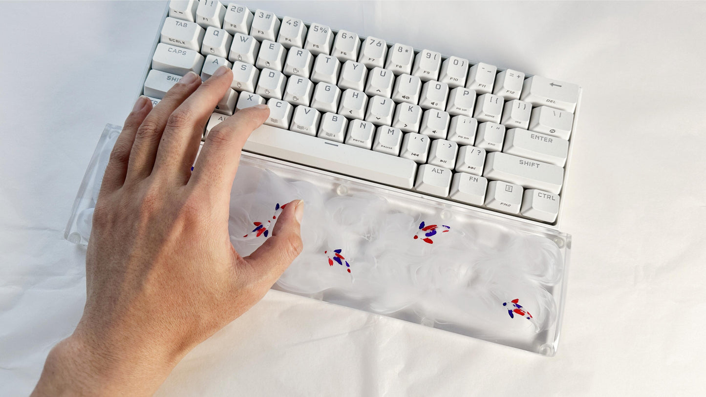 Custom Red Blue Koi Fish Wrist Rest, Clear Keyboard Wrist Rest, Clear Resin Wrist Rest, Office Gaming Desk Decor Gift. - HiJenney