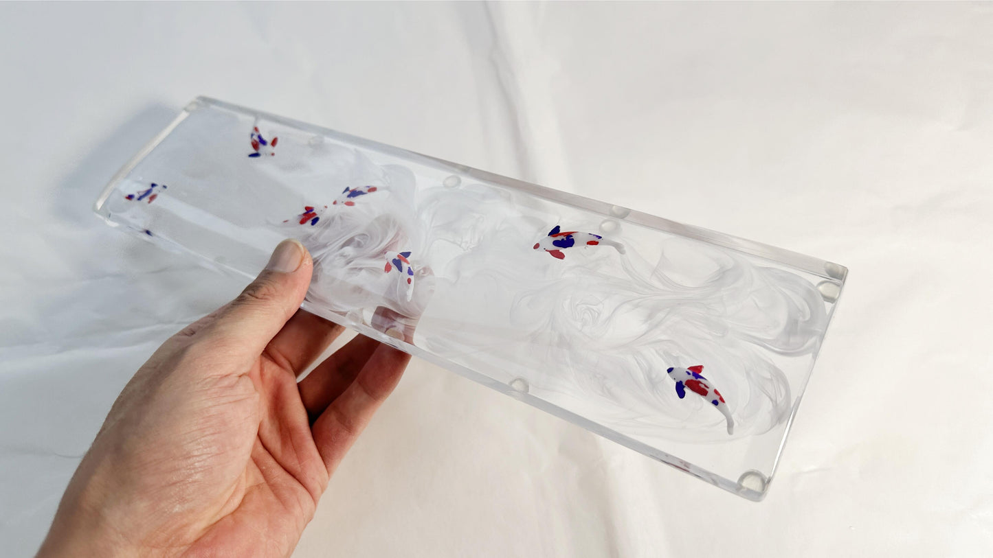 Custom Red Blue Koi Fish Wrist Rest, Clear Keyboard Wrist Rest, Clear Resin Wrist Rest, Office Gaming Desk Decor Gift. - HiJenney