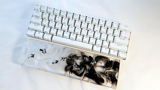 Black White Ink Smoke Wrist Rest, Koi Fish Pond, Clear Resin Keyboard Wrist Rest, Personalized Gaming Setup, Custom Gift. - HiJenney
