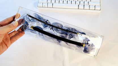 Artisan Katana Wrist Rest, Clear Resin Wrist Rest, Koi Fish Wrist Rest, Custom Keyboard Wrist Rest, Office Desk Decor, Gaming Desk Gift. - HiJenney