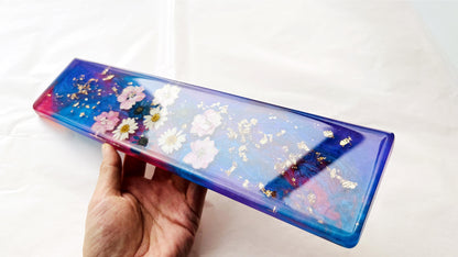 Daisy Wrist Rest, Blue Purple Rose Red Wrist Rest, Artisan Resin Wrist Rest, Real Dried Flowers, Game Desk Decor, Office Desk Gifts. - HiJenney