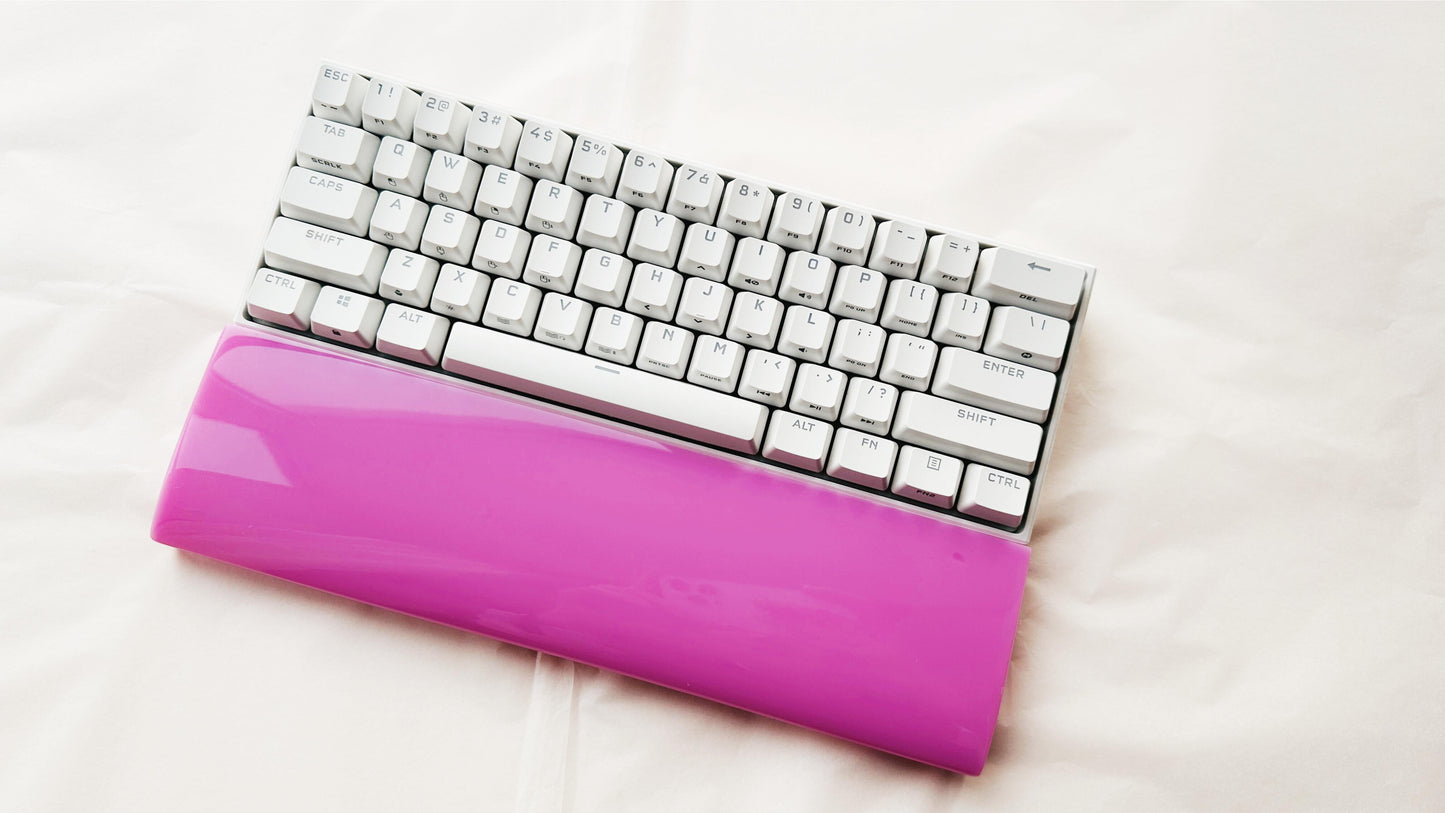 Hot Pink Wrist Rest, Artisan Resin Wrist Rest, Solid Color Keyboard Wrist Rest, Gaming Office Desk Decor Gift, Personalized Gift. - HiJenney